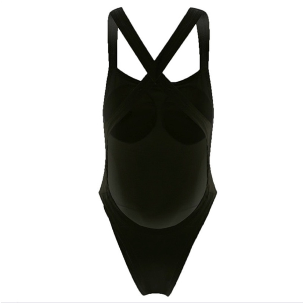 Black Strappy Back One-piece Sexy Black Swimsuit - Picture 3 of 8